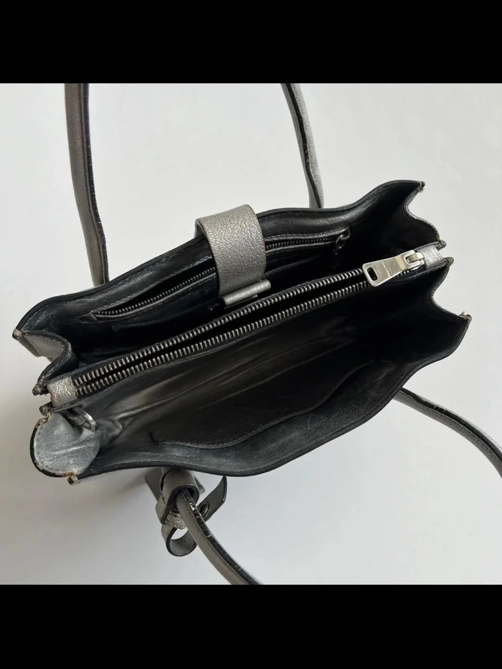 Miu Miu Metallic Silver Leather Satchel